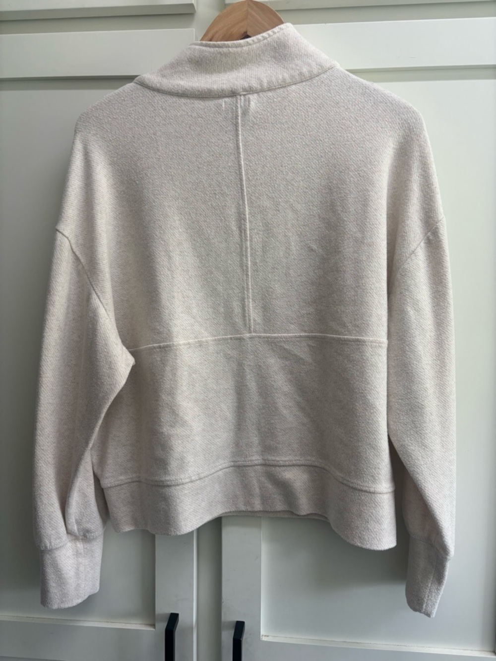 Faherty Legend Half Zip Sweatshirt Sz L Off White Organic Cotton Pullover - Picture 5 of 11